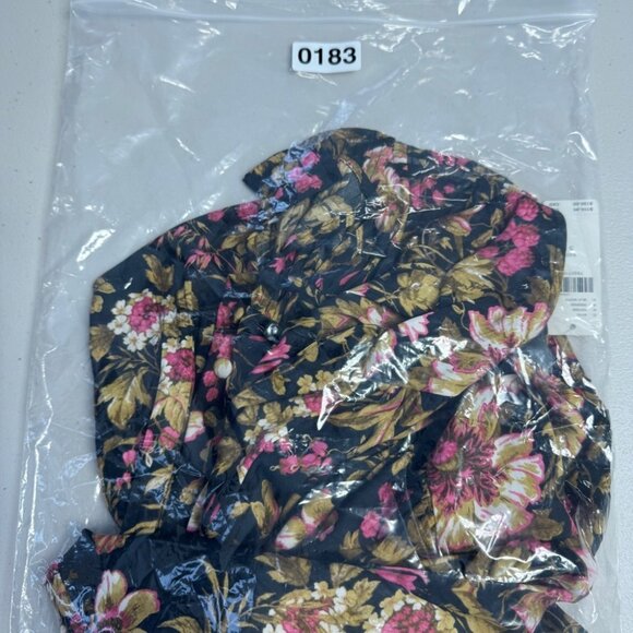 Anthropologie Button Front Peplum Hem Black Floral Ruffle Cuff Blouse Size Small - Picture 12 of 13